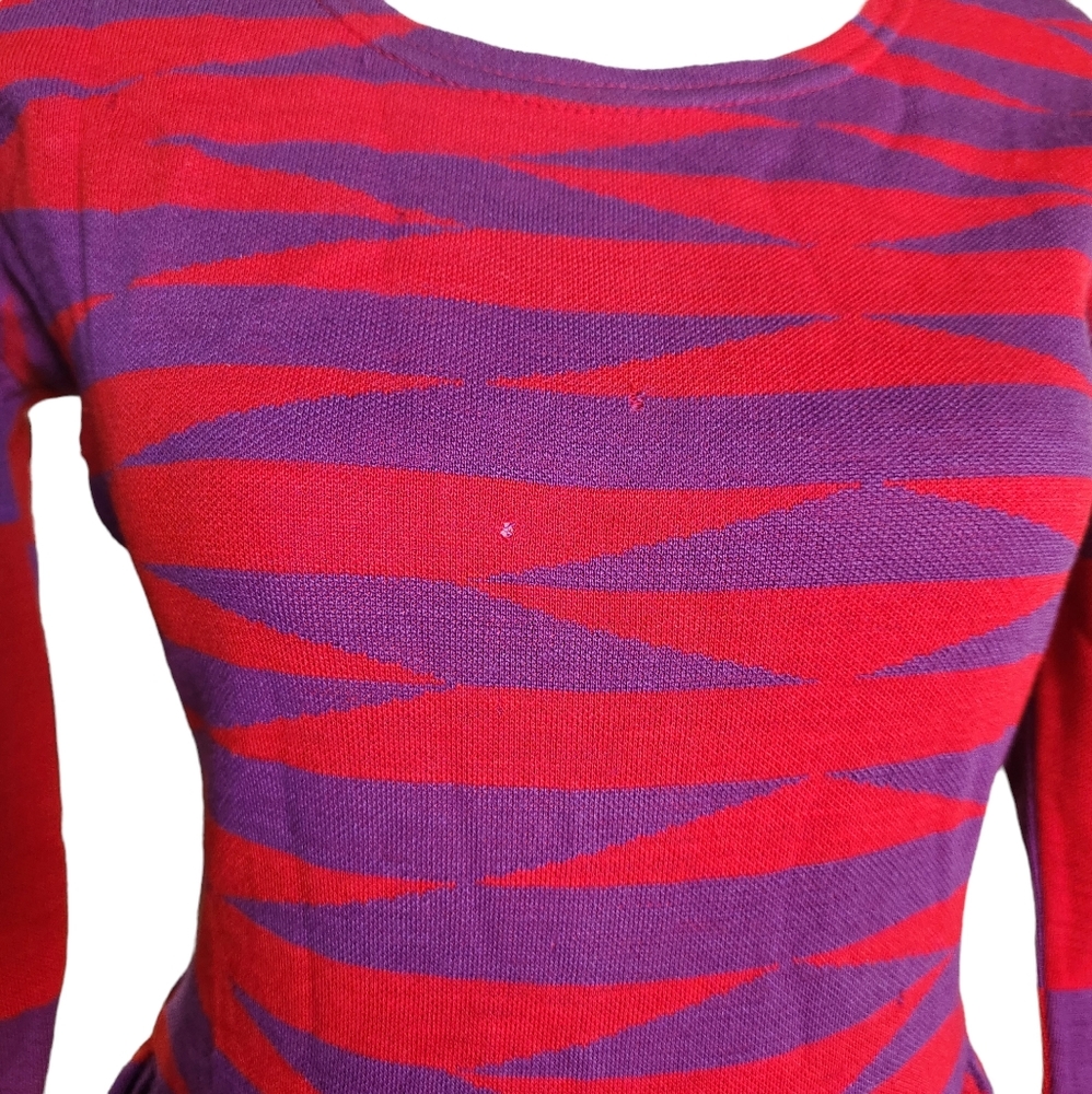 Vintage l. Magnin Rudi Gernreich Purple Red Long Sleeve Dress 10 - Picture 9 of 16